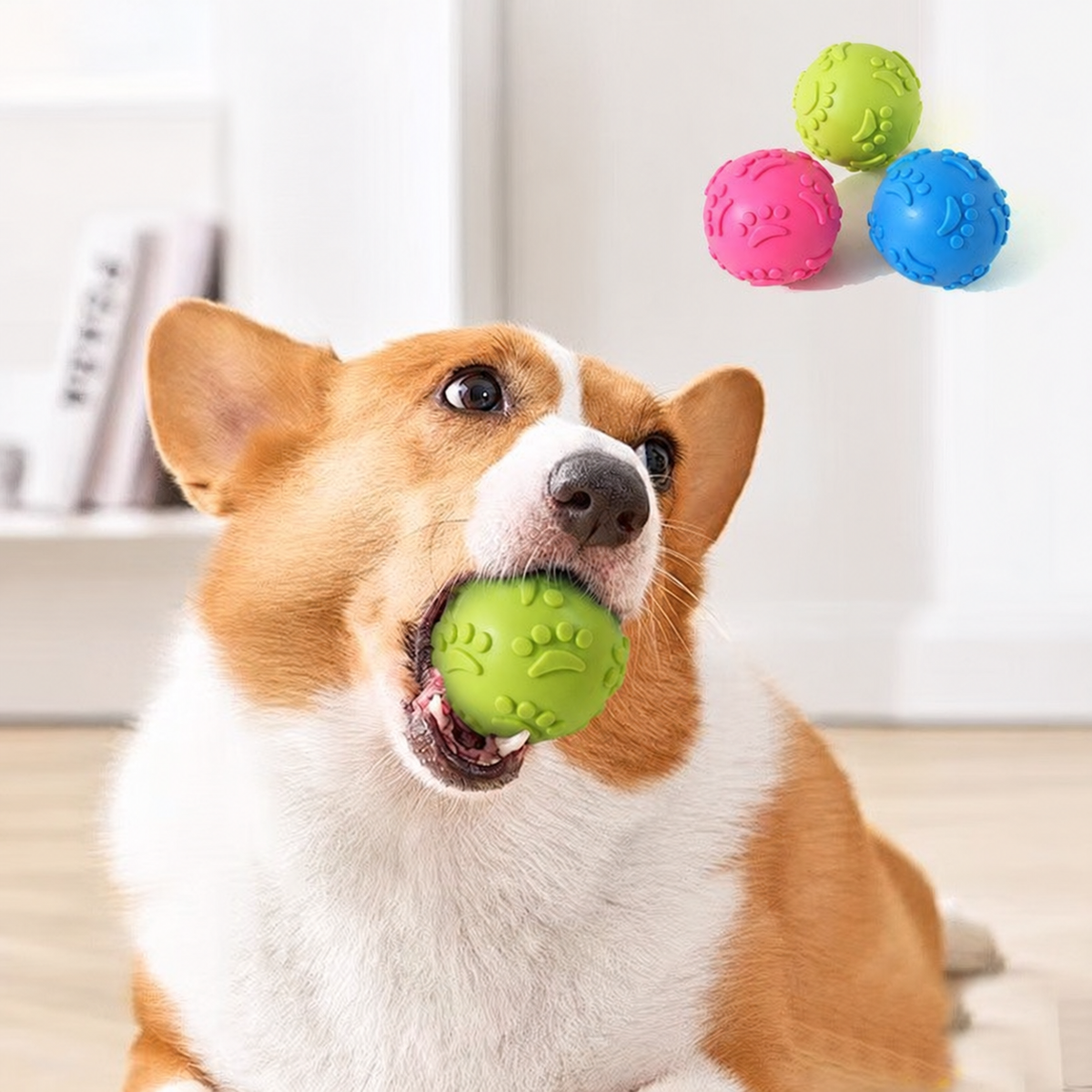 Paw-Print Squeaky Dog Ball