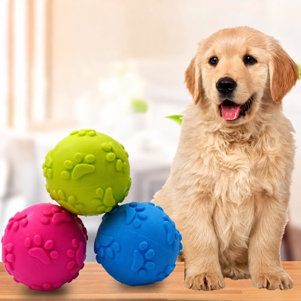 Paw-Print Squeaky Dog Ball