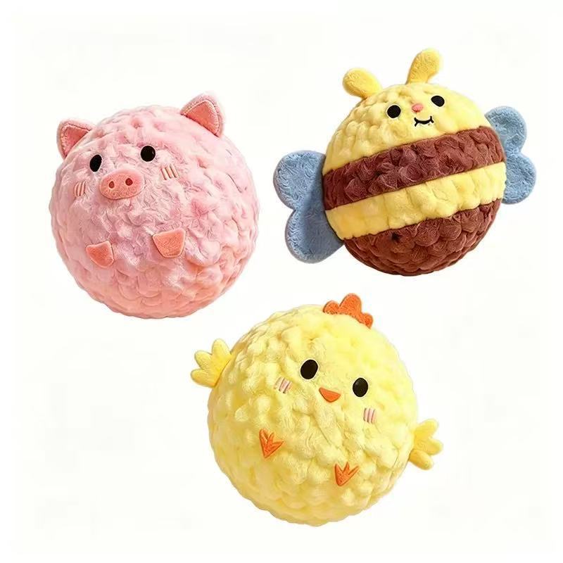 Squeaky Plush Animal Ball
