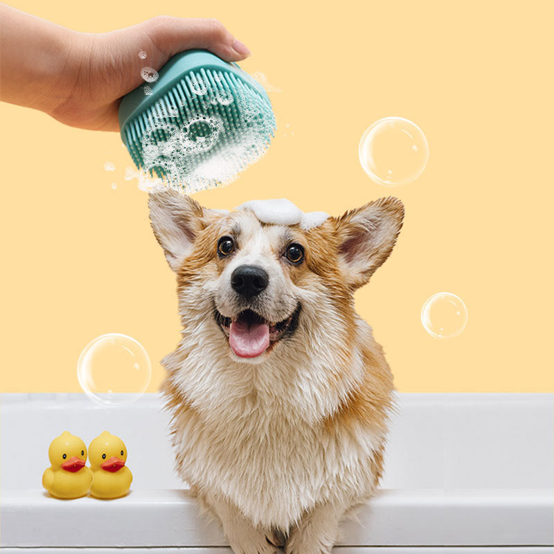 Silicone Pet Bath Brush with Shampoo Dispenser